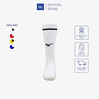 Tất thể thao cổ cao Mizuno chống trơn, dài dưới gối, chất liệu Cotton dày dặn, mềm mại, khử mùi, êm chân