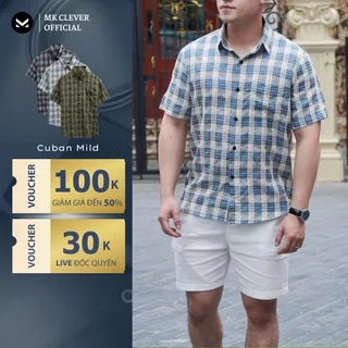 Áo Sơ Mi Kẻ nam cổ Đức Mild MK CLEVER Chất Đũi thô mềm mịn, thoáng mát, chống nhăn, form rộng hằng ngày