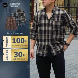 Áo Sơ Mi Nam Tay Dài Flannel Logan MKCLEVER Chất liệu vải thô mặt dạ, mặc basic, dáng slim trẻ trung, mềm mịn