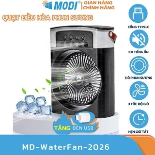 Quạt Điều Hoà Phun Sương Mini Modi Solar, Quạt Hơi Nước Có Khay Đá Dung Tích 600ml