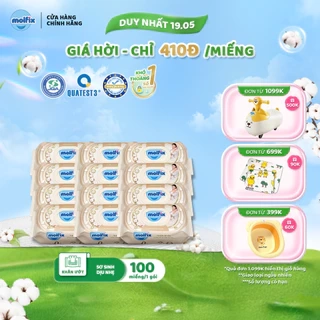 Combo 12 Khăn ướt Molfix Thiên nhiên Sạch khuẩn vệ sinh - 1 Gói 100 miếng