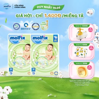 Combo 2 Tã/bỉm dán Molfix Thiên nhiên Super Jumbo M (6kg - 11kg) - 2 Gói - 152 miếng