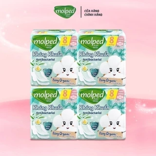 Combo 4 Gói Băng vệ sinh Molped thiên nhiên Kháng Khuẩn Siêu mỏng có cánh 23cm (GÓI 8 MIẾNG)