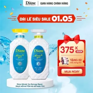 Bộ dầu gội xả giữ màu tóc nhuộm tẩy phục hồi khô xơ chẻ ngọn Diane Miracle You Extra Damage Repair