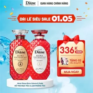 Bộ gội xả làm phồng tóc hỗ trợ mọc tóc phục hồi khô xơ Moist Diane Extra Volume & Scalp 450ml*2