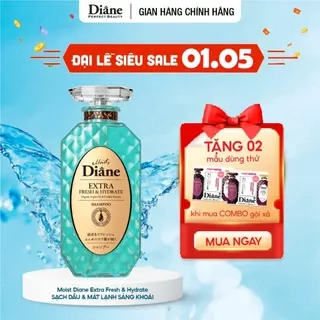 Dầu gội đầu sạch dầu ngăn ngừa gàu thông thoáng mát lạnh Moist Diane Extra Fresh & Hydrate 450ml