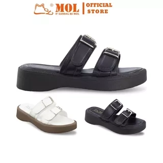 Dép nữ 2 quai ngang đế bánh mì cao 4cm hiệu MOL HM1 hot trend