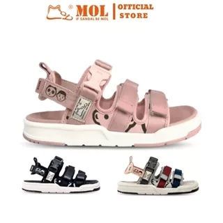 Sandal nữ MOL 3 quai ngang MS1801Be màu hồng phấn