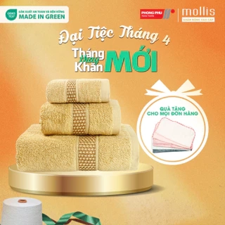 Bộ 3 Khăn Mollis Cotton Gồm 1 Khăn Tắm B847 và 1 Khăn Mặt FC03 và 1 Khăn Tay HM58 Cao Cấp Mềm Mịn Thấm Hút PC45