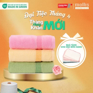 Khăn Mặt Mollis Cotton 34x80cm Khăn Cao Cấp Mềm Mịn Thấm Hút Không Ra Màu Không Xù Đồ Lông Gia Đình Spa Khách Sạn FC03