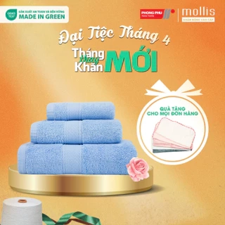 Khăn Mặt Mollis Cotton 40x75cm Khăn Cao Cấp Mềm Mịn Thấm Hút Không Ra Màu Không Xù Đồ Lông Gia Đình Spa Khách Sạn FM61