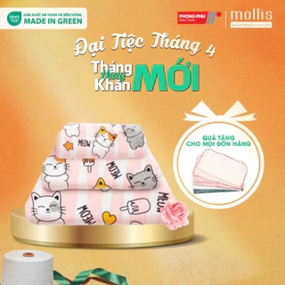 Khăn Tắm Trẻ Em Mollis Cotton 50x100cm Khăn Cao Cấp 100% Cotton USA Tự Nhiên Mềm Mại Thấm Hút An Toàn Cho Da Em Bé BM6A