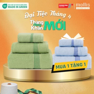 Bộ 3 Khăn Mollis Cotton Gồm 1 Khăn Tắm B847 và 1 Khăn Mặt FC03 và 1 Khăn Tay HM58