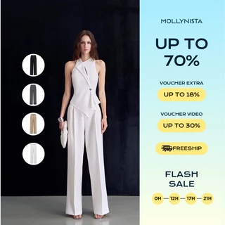 Quần tây ống suông MOLLYNISTA công sở hack chân phong cách thanh lịch nữ tính cao cấp tôn dáng