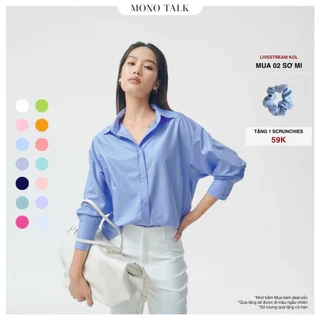 Áo sơ mi oversized (tổng hợp màu) vải poplin hạn chế nhăn, mềm mát T10001FT