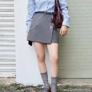 Quần skort cạp cao MONO TALK vạt chồng, thân sau bổ cơi giả MFOT25Y-B40002FT