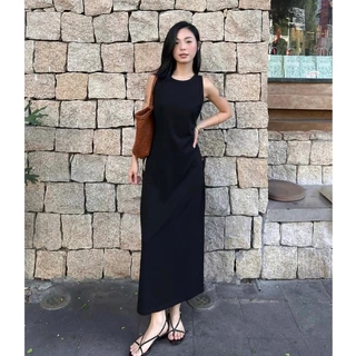 Váy midi không tay MONO TALK dáng fit body, chất thun len ribbed co giãn MFOT25Y-O10002FT