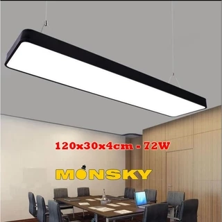 Đèn máng thả Văn phòng MONSKY loại to bo góc và vuông góc 60w, 72W 1m2 vỏ đen BLACK
