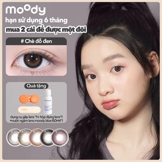 Kính áp tròng 6 tháng moody màu nâu/đen tự nhiên, có độ cận 0-7, độ giãn tròng 14.0 – 14.5mm