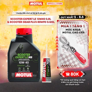 Combo Dầu nhớt xe tay ga MOTUL SCOOTER EXPERT LE 10W40 0.8L và Dầu hộp số xe tay ga MOTUL SCOOTER GEAR PLUS 80W90 0.120L