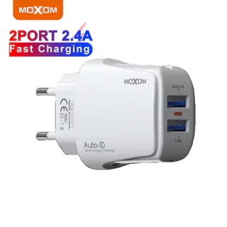 Củ sạc nhanh 5V 2.4A MOXOM HC70 2 Cổng USB AUTO-ID sạc nhanh cho iPhone, iPad, Smartphone Android