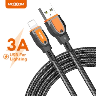 Dây sạc ip bọc dù MOXOM sạc nhanh 2.4A lên đến 15W dùng cho 6 7 8 plus x xsmax 11 12 13 14 - dài 1m