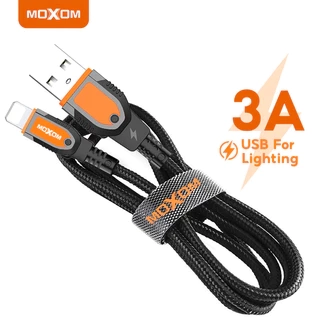 Dây sạc Lighting siêu bền MOXOM sạc nhanh QC 3A dùng cho 7 8 plus x xs max 11 12 13 14 pro max dài 1m