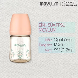 Bình sữa PPSU Moyuum - Ogu hồng - 170ml - Kèm núm 1