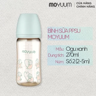 Bình sữa PPSU Moyuum - Ogu xanh - 270ml - Kèm núm 2