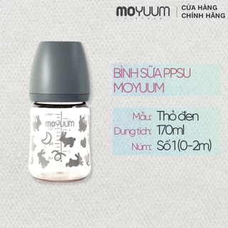 Bình sữa PPSU Moyuum - Thỏ đen - 170ml - Kèm núm 1