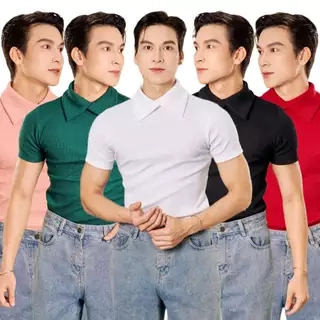 Áo Thun Cổ Cao Phối Kiểu Nam Tay Ngắn Form Body Thun Gân Cao Cấp Thương Hiệu Mr Twins