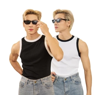Áo Thun Tanktop Ba Lỗ Phối Bo Khác Màu Trắng/Đen Thun Gân Form Body Thương Hiệu Mr Twins