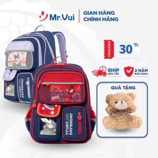 Balo thời trang học sinh Mr Vui cặp sách bé trai, bé gái cấp 1, tiểu học vải cao cấp BLH 1000