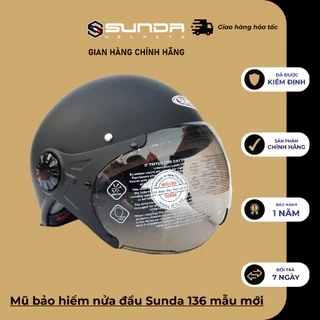 Mũ bảo hiểm nửa đầu  có kính Sunda 136 chính hãng mẫu mới nhiều màu