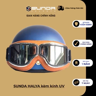 Mũ bảo hiểm nửa đầu SUNDA HALYA kèm kính UV nhiều màu