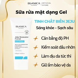 Sữa rửa mặt chứa nước biển sâu Jeju BLANICA Jeju Sea Water Facial Cleanser giúp làm sạch sâu dịu nhẹ dạng gel 120g