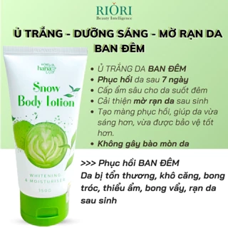 Kem body Ủ Trắng, Phục Hồi, Mờ Rạn da, Dưỡng Ẩm ban đêm RIORI HANA Snow Body Lotion 150g
