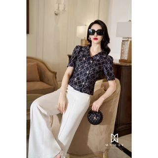 Áo Vest Nữ In Logo Thương Hiệu MY WAY Ngắn Tay Dáng Ngắn Sang Trọng 2MVB0332 - HT0