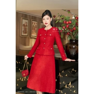Chân Váy Dạ Tweed Nữ MY WAY Dags Xòe Kẻ Ô Cao Cấp 6MCX0218