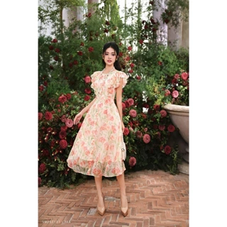 Đầm Xòe Nữ My Way Đi Chơi Tay Bèo Họa Tiết Hoa Cao Cấp 5MD02131 DB