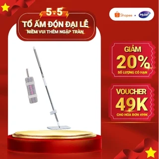 Cây Lau Nhà MyJae Đài Loan Sợi Polyester Kéo Vắt Thông Minh Sạch Nhanh 360 Độ 125cm