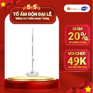 Cây Lau Nhà Đơn MyJae Sợi Microfiber Xoay 360 Độ Phù Hợp Cho Nhiều Loại Thùng Lau 134cm