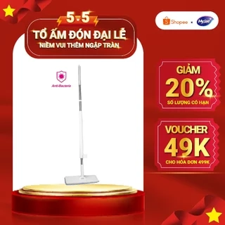 Cây lau nhà tự vắt kháng khuẩn Ag+ phẳng sợi fiber xoay 360 độ thông minh lau sạch nhanh khô MyJae