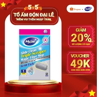 Bông Lau Thay Thế MyJae Sợi Microfiber Dành Cho Cây Lau Nhà Tự Vắt 2 Ngăn 33cm x 12cm