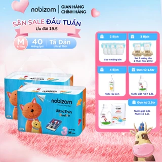 Combo 2 Bịch Tã Dán NABIZAM Ultra Thin Size M Cho Bé 6-11kg, 40 Miếng/Bịch