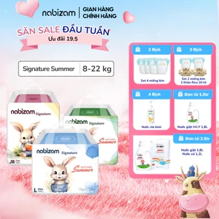 Combo 2 Bịch Tã/Bỉm Đêm NABIZAM Signature Summer Nội Địa Hàn, Mỏng Mềm, Thoáng Khí, Siêu Thấm Hút Size L30/XL26/2XL22