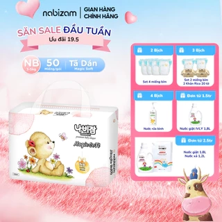 Tã/Bỉm Dán NABIZAM Magic Soft Cao Cấp Từ Sợi Bông Được Tuyển Chọn An Toàn Cho Bé Size NB Cho Bé Từ 3-5kg, 50 Miếng/Bịch