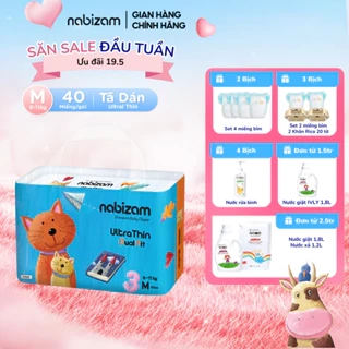 Tã/Bỉm Dán NABIZAM UltraThin Nội Địa Hàn Cao Cấp, Mỏng và Thấm Hút Tối Ưu Size M Cho Bé 6-11kg, 40 Miếng/Bịch