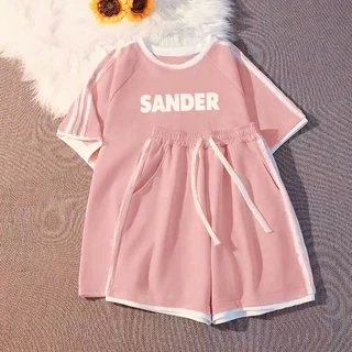 Set đồ nữ SANDER NAD, bộ quần áo nữ mặc nhà cotton mì nỉ form rộng thoáng mát bộ thể thao nữ mùa hè tay lỡ