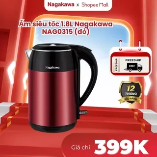 Ấm siêu tốc 1,8L Nagakawa NAG0315 - 2 lớp - Công suất 1800W